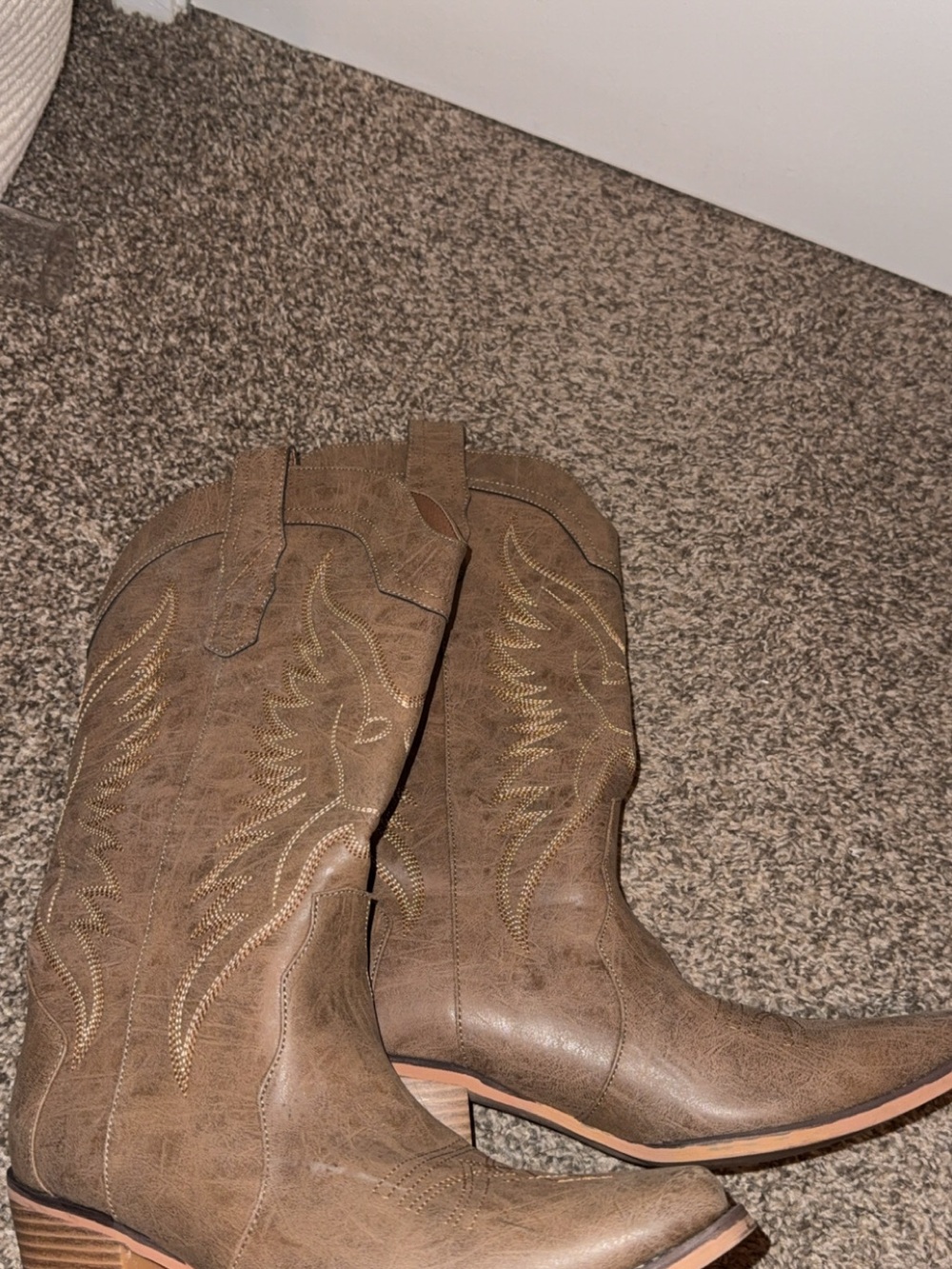 Brown Western-Style Leather Boots - Classic Home Accents